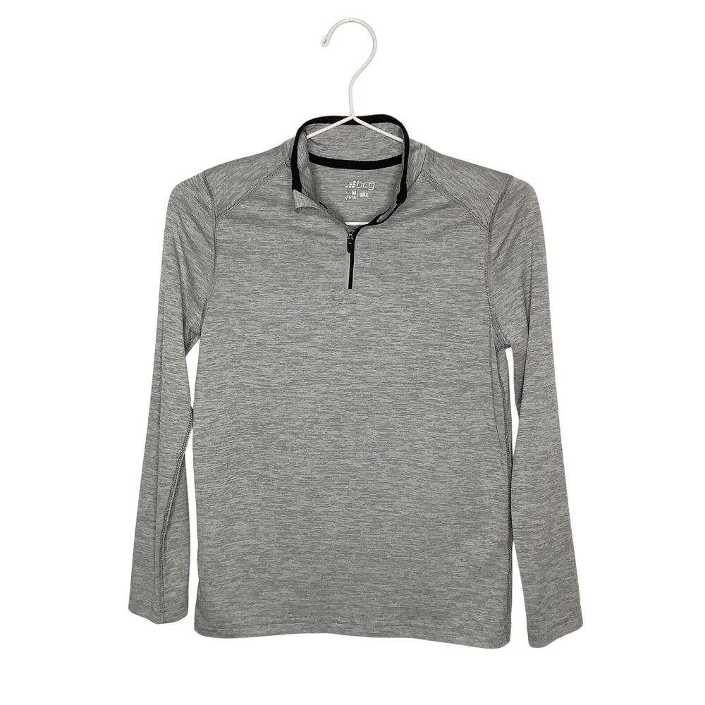 BCG Gray Pullover 1/4 Zip Long Sleeve Performance Top Medium